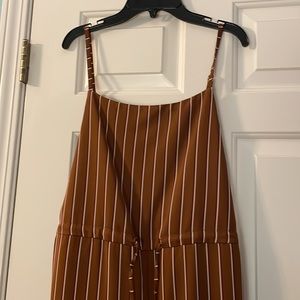 Urban Outfitters, jumpsuit, stripped, wide leg, pockets, adjustable belt string